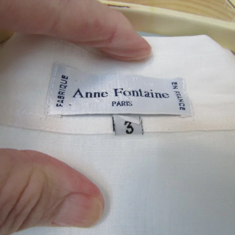 Anne Fontaine Paris White Linen Button Down Shirt Blouse--Size 3 - Picture 2 of 3